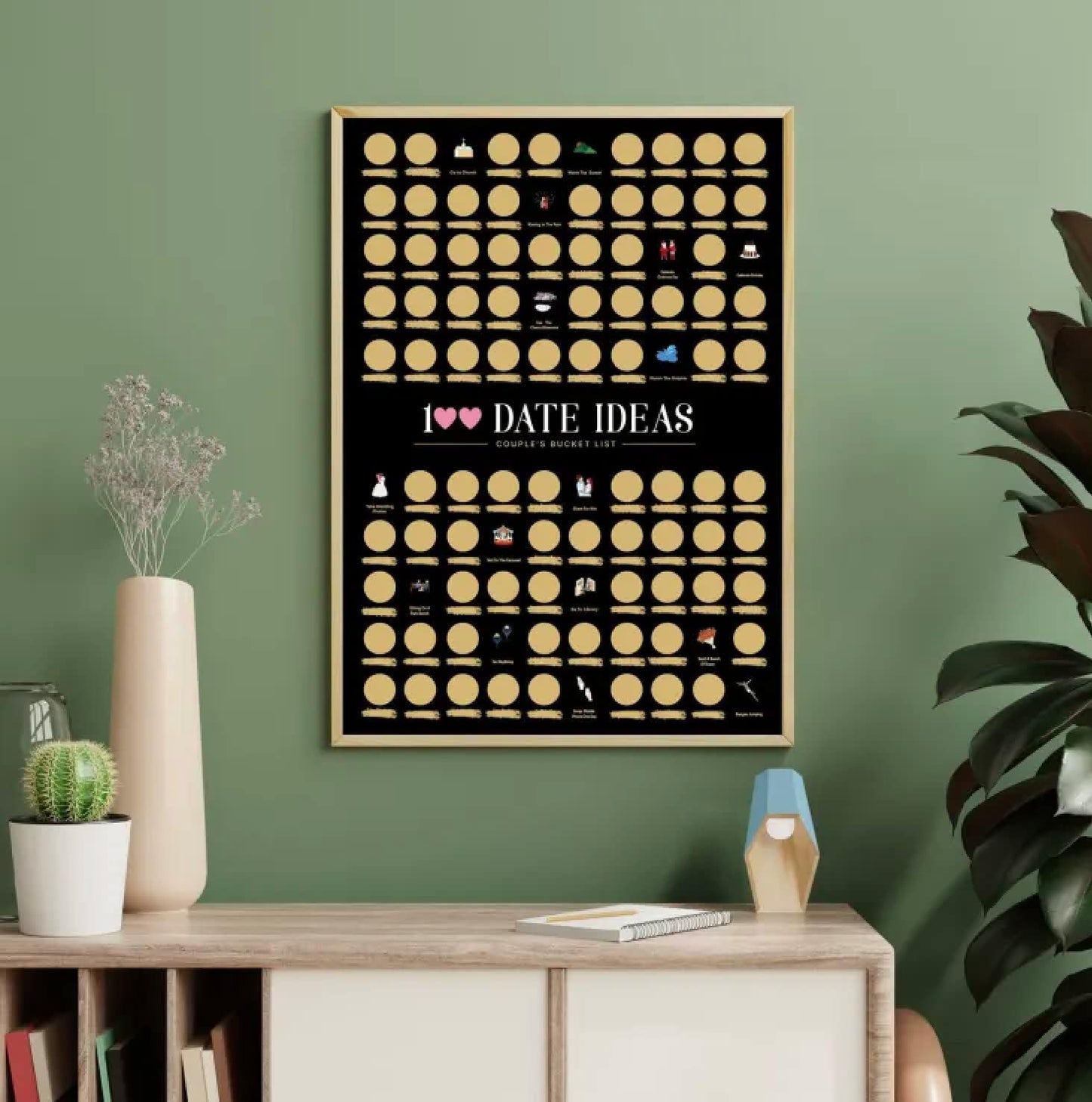 Top 100 Date Scratch Off Poster - Top Films Of All Time Bucket List (24" x 16.5") Scratchable Cinema Checklist Poster & Gift Tube Accessories Included (100 Date Ideas)