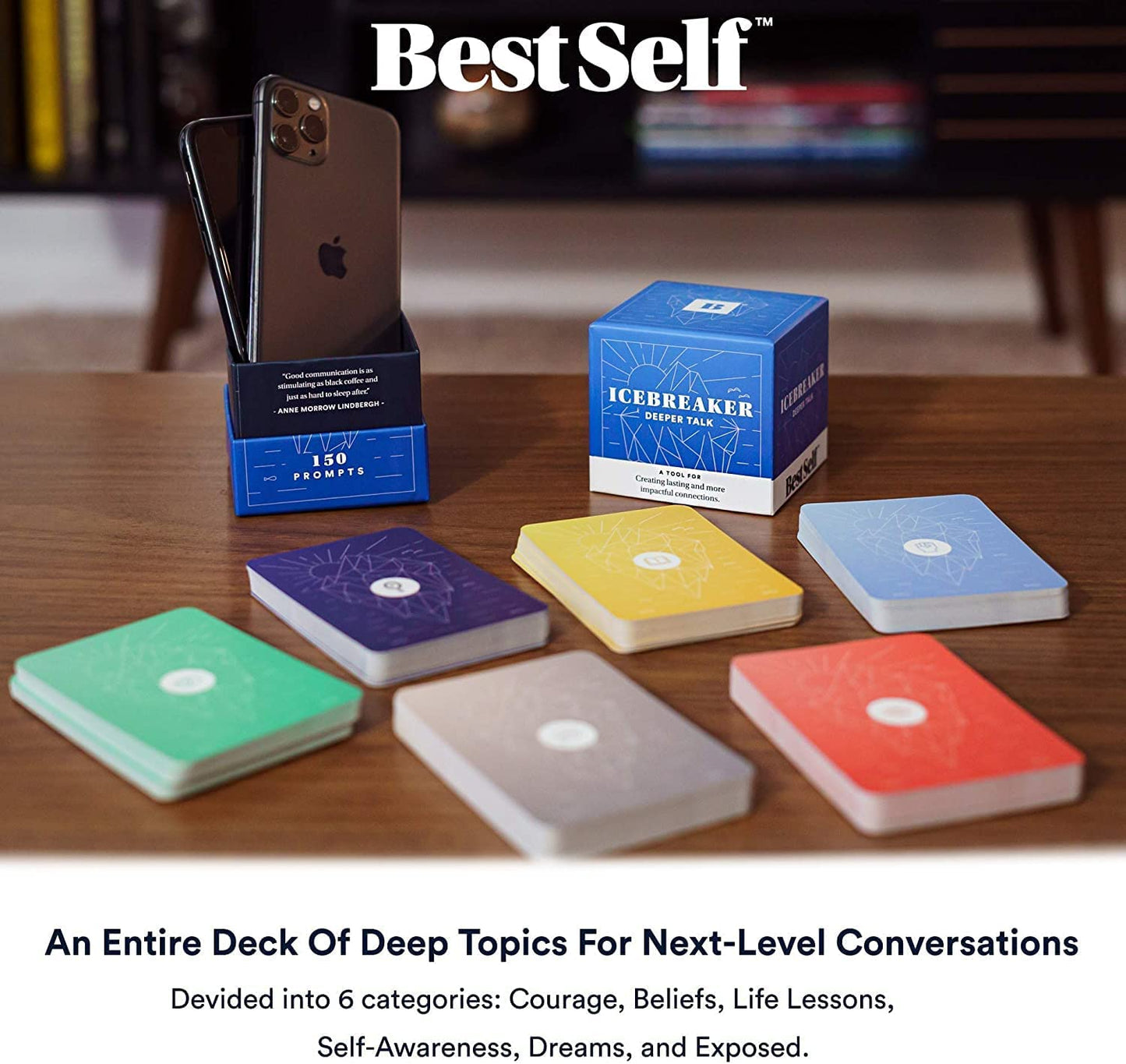 Conversation Starter Icebreaker Deeper Talk Deck by BestSelf ― Powerful Conversation Cards to Grow and Strengthen Relationships by Cultivating Open, Engaging and Meaningful Interactions ― 150 Prompts