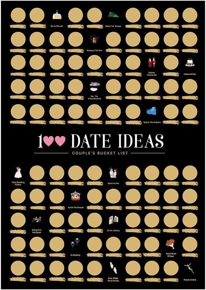 Top 100 Date Scratch Off Poster - Top Films Of All Time Bucket List (24" x 16.5") Scratchable Cinema Checklist Poster & Gift Tube Accessories Included (100 Date Ideas)