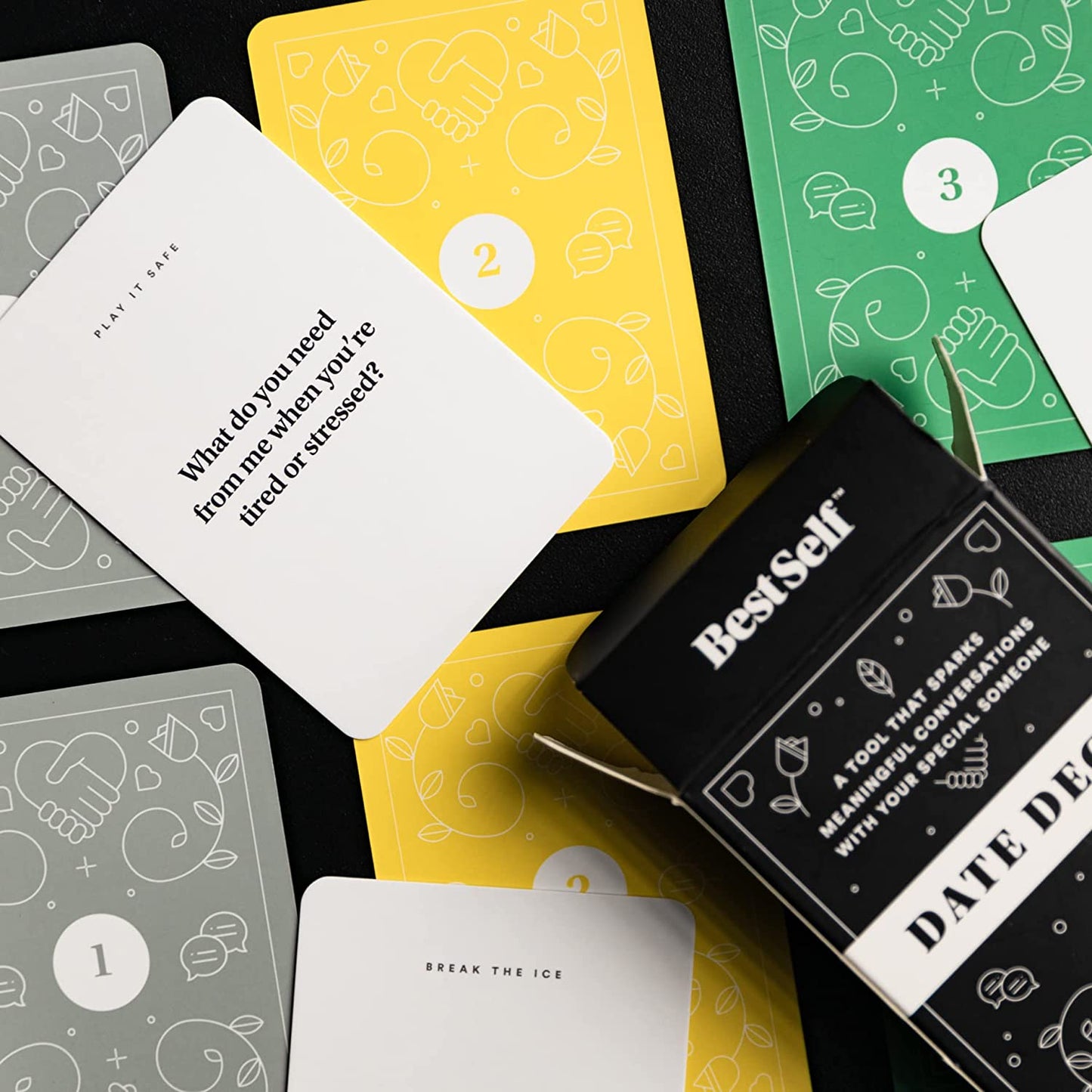 Date Deck by BestSelf — Exciting, Engaging, and Though-Provoking Conversation Prompts Perfect for Unlocking Connection, Companionship and Meaningful Discussion — 50 Cards